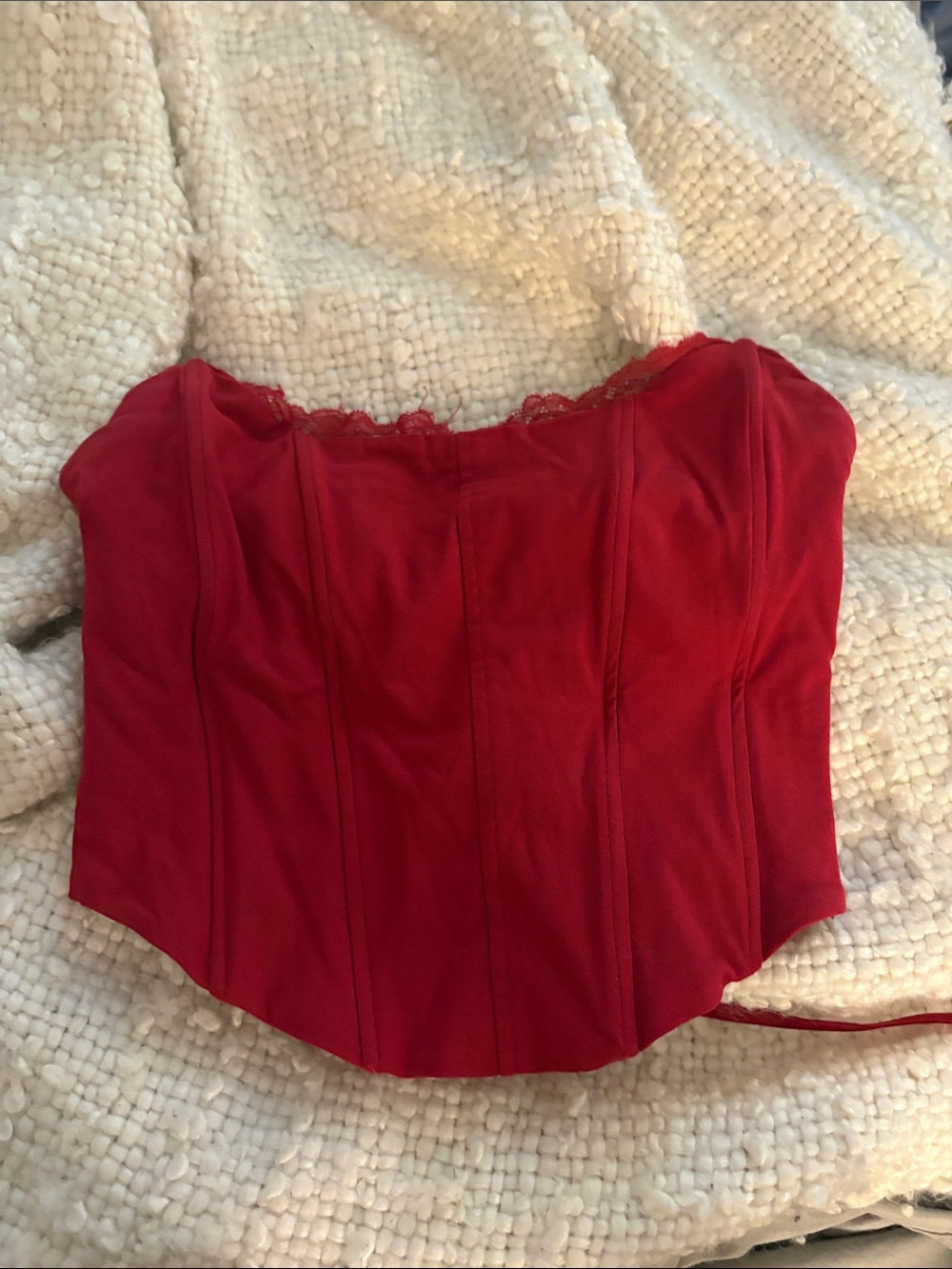 Red Strapless Corset Top